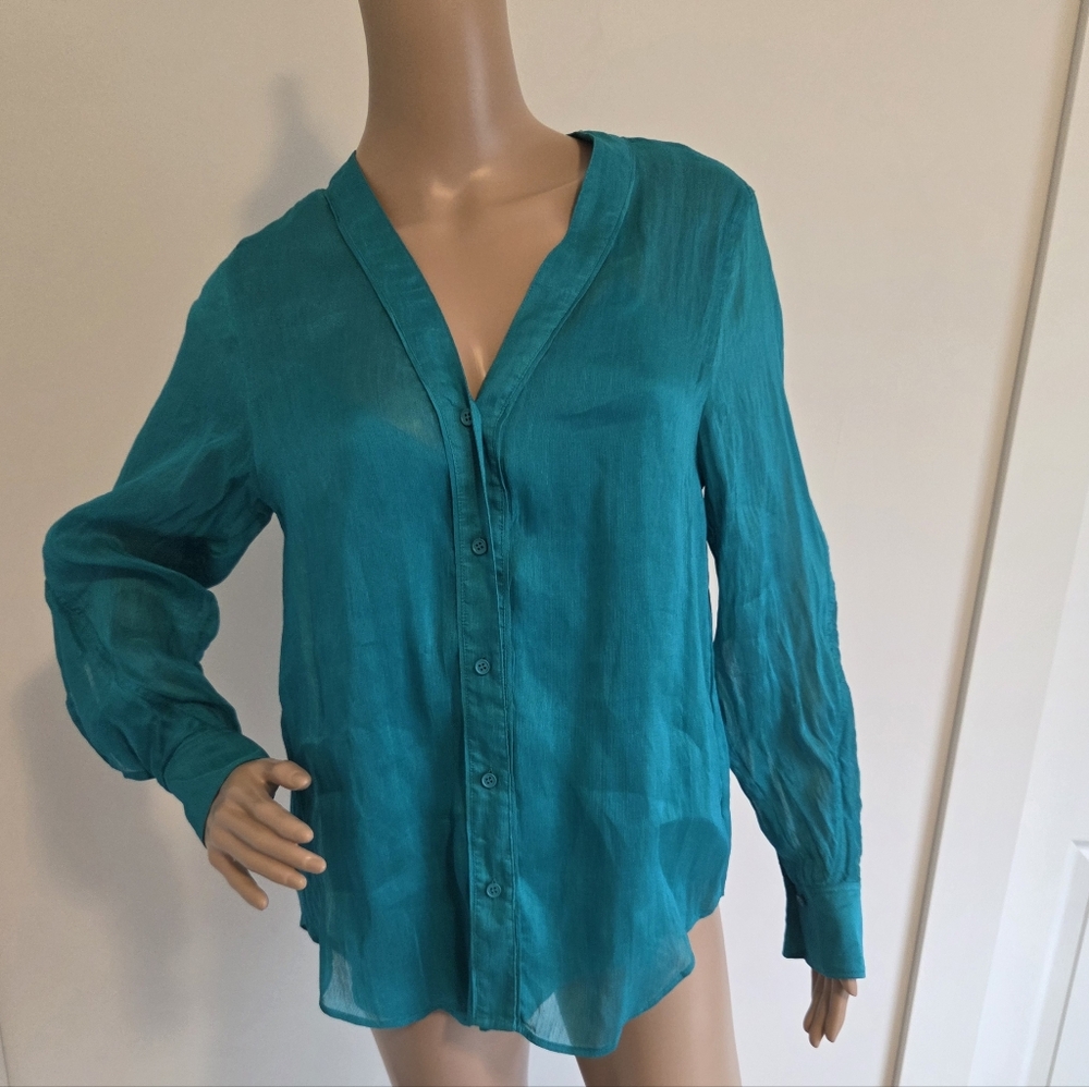 Witchery Teal Blouse And Camisole Set Silk & Linen Blend